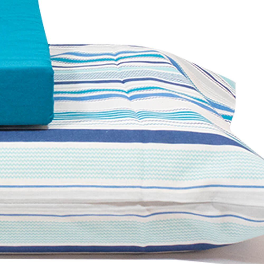 jogo de cama listras azul lencol azul 3