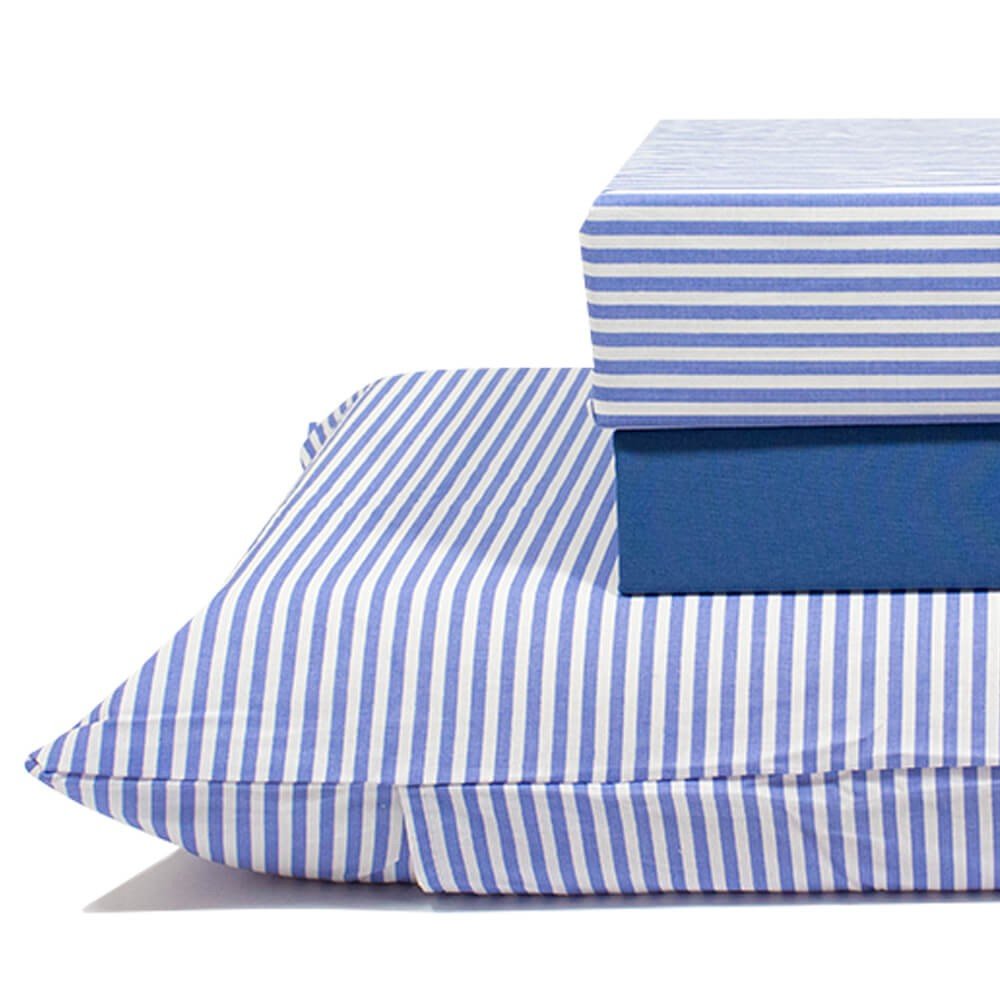 jogo de cama listrado azul lencol azul 2