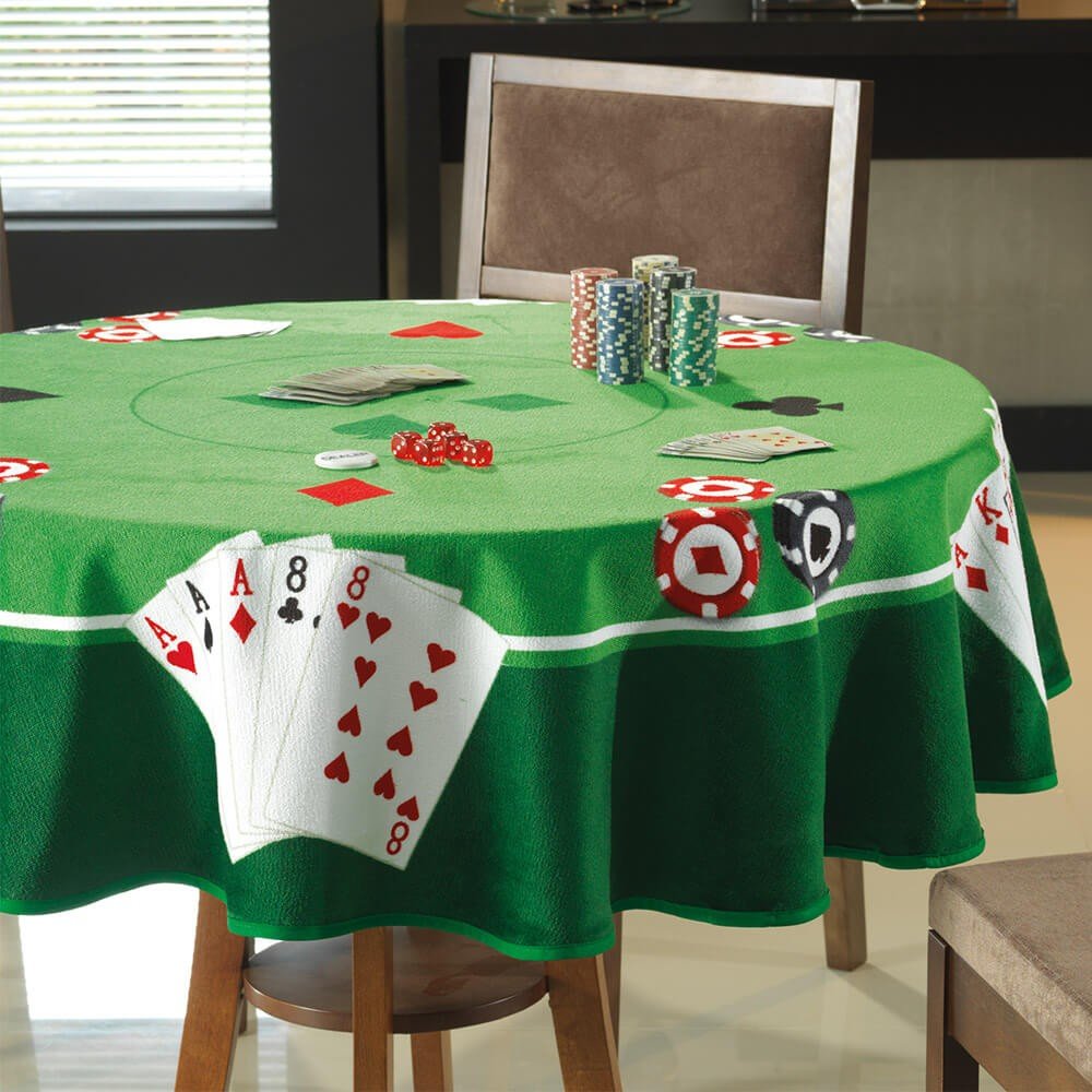 toalha de mesa redonda jogo carta