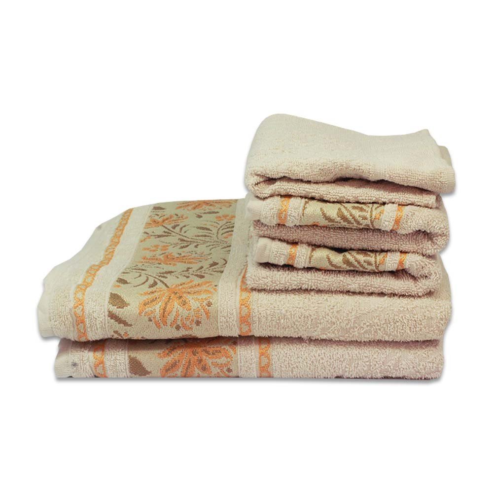 jogo de toalhas 5 pecas jacquard nature marfim