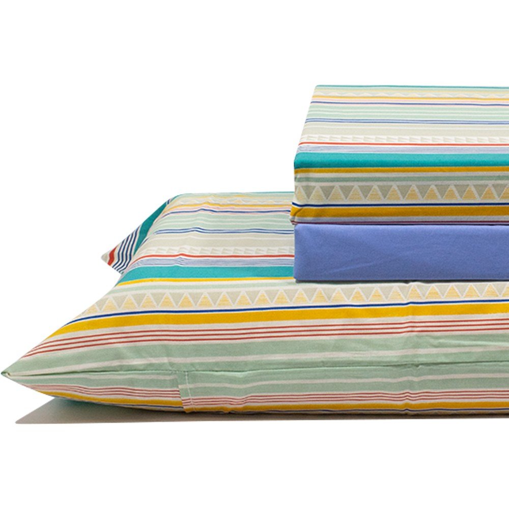 jogo de cama litras coloridas lencol azul 2