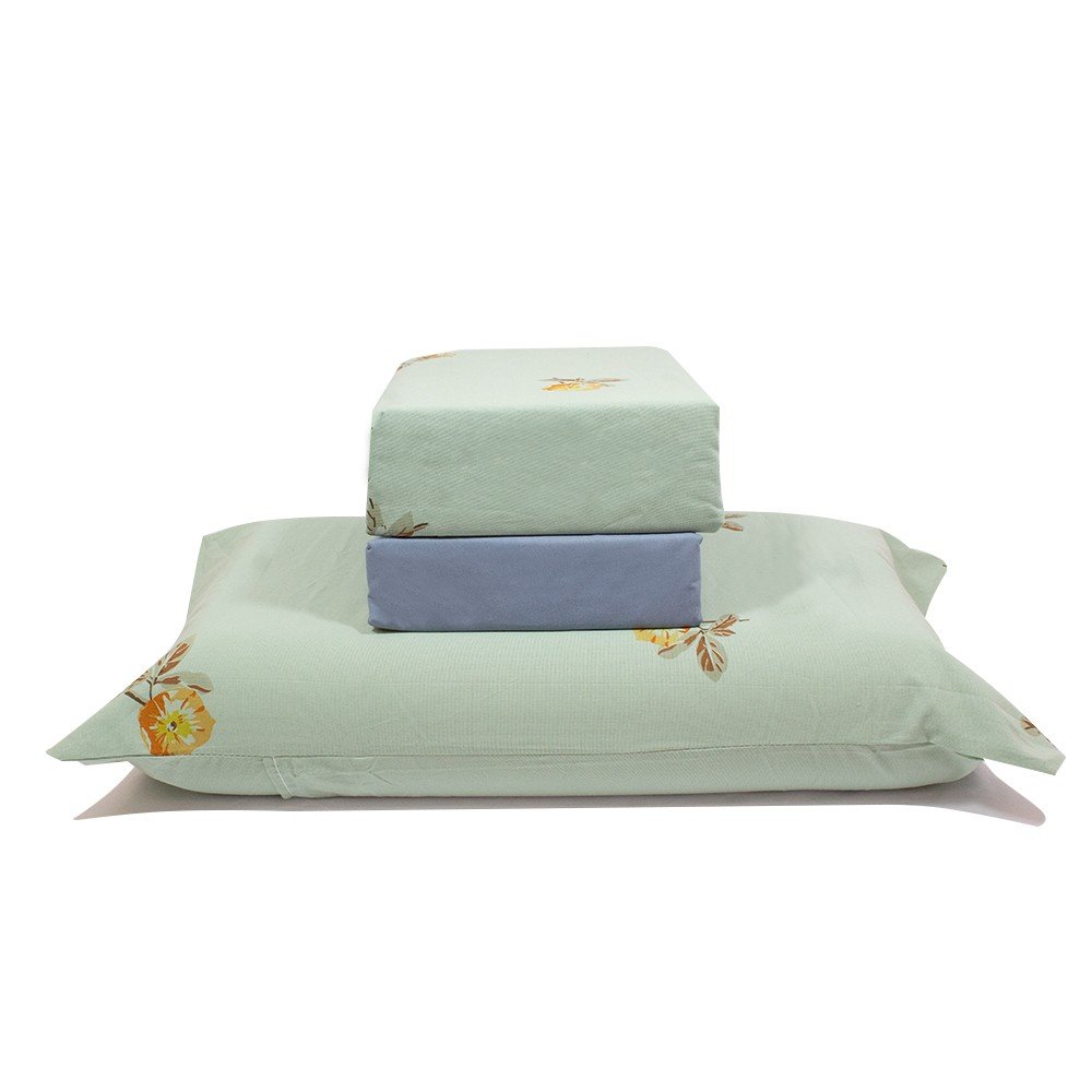 jogo de cama verde com lencol azul 1