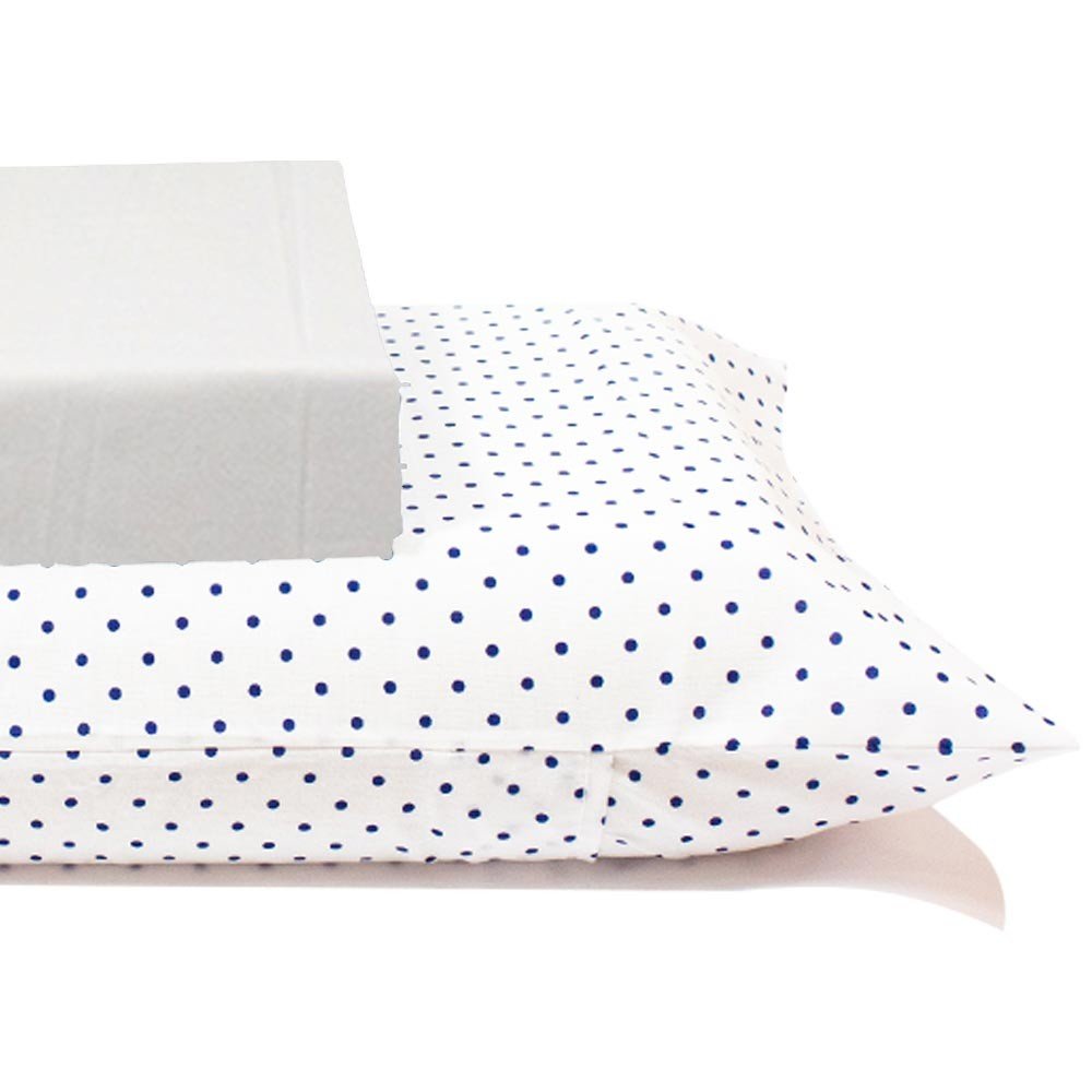 jogo de cama bolinhas azuis lencol branco1