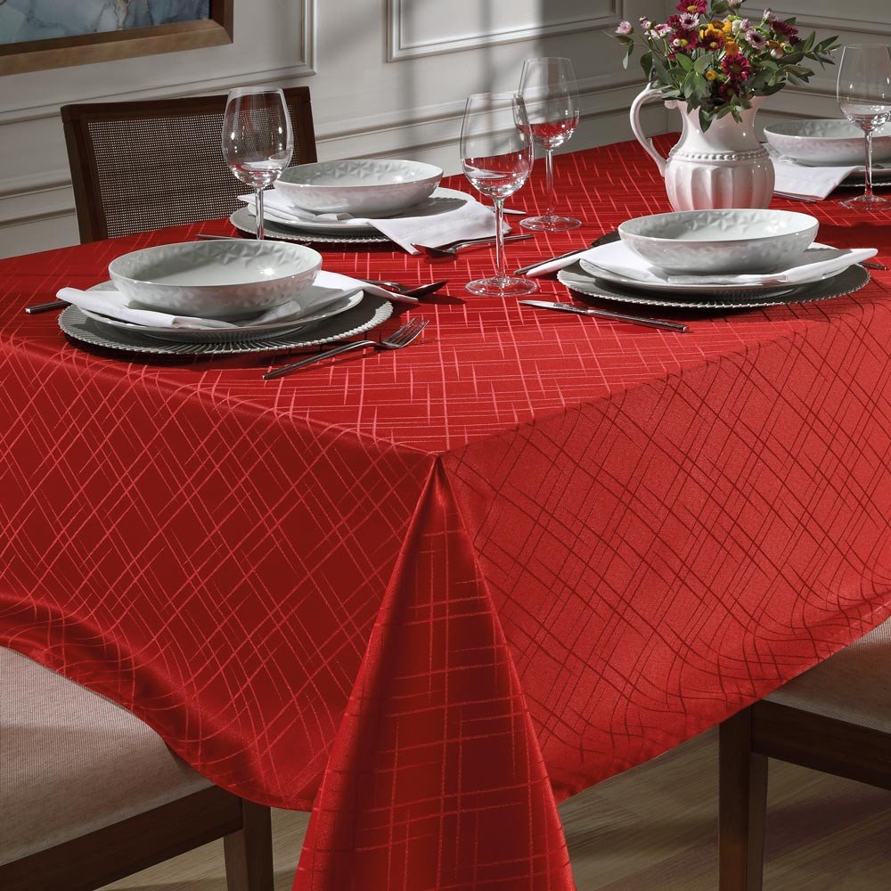 toalha de mesa tj 5795 retangular vermelho