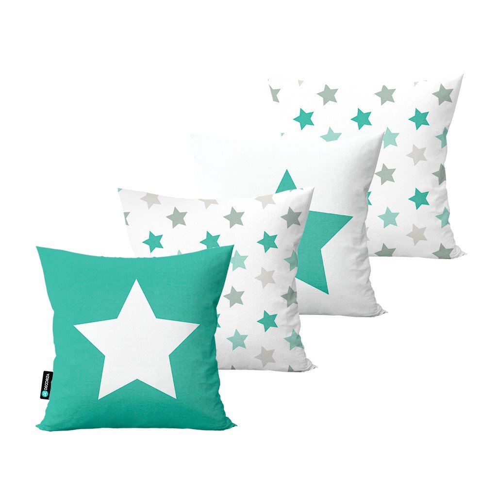 kit 4 capas para almofadas decorativas estrela calf0218