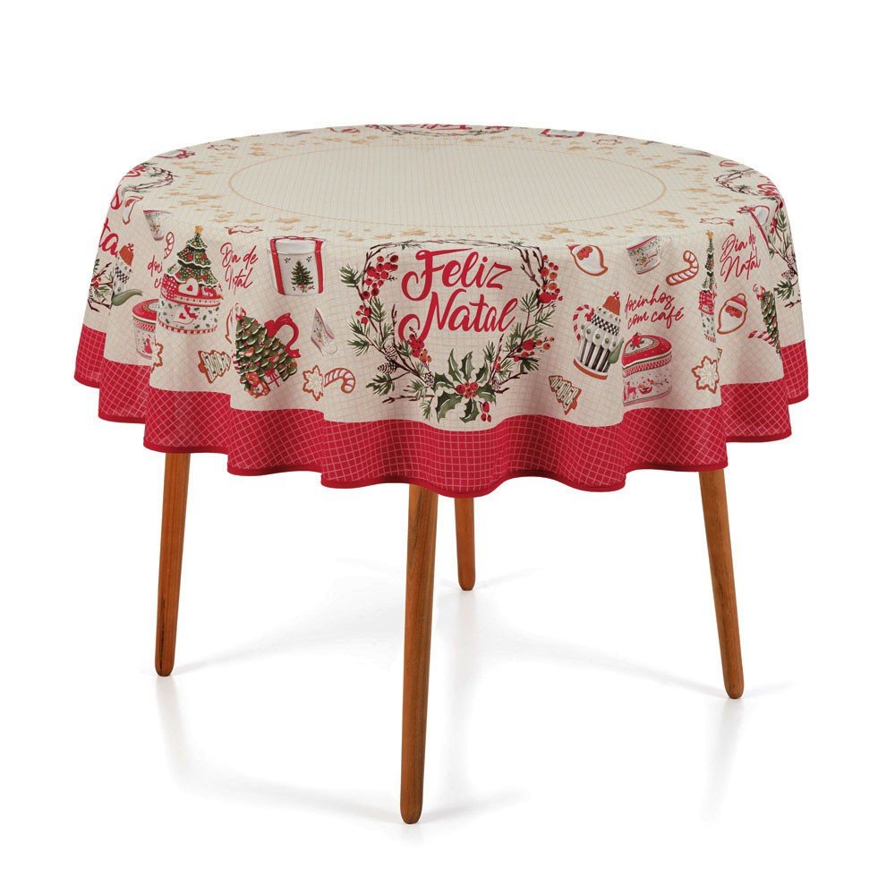 toalha de mesa natal enfeites natal redonda