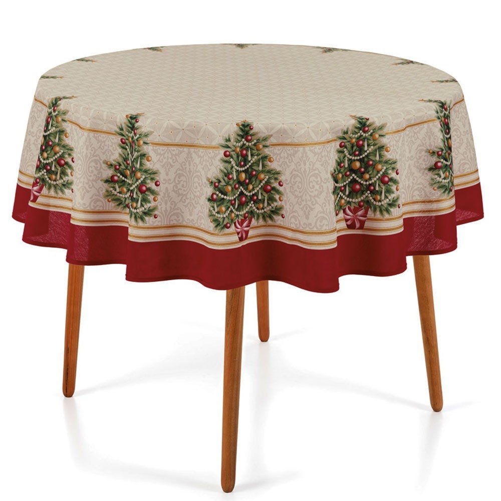 toalha de mesa natal pinheiro decor redonda