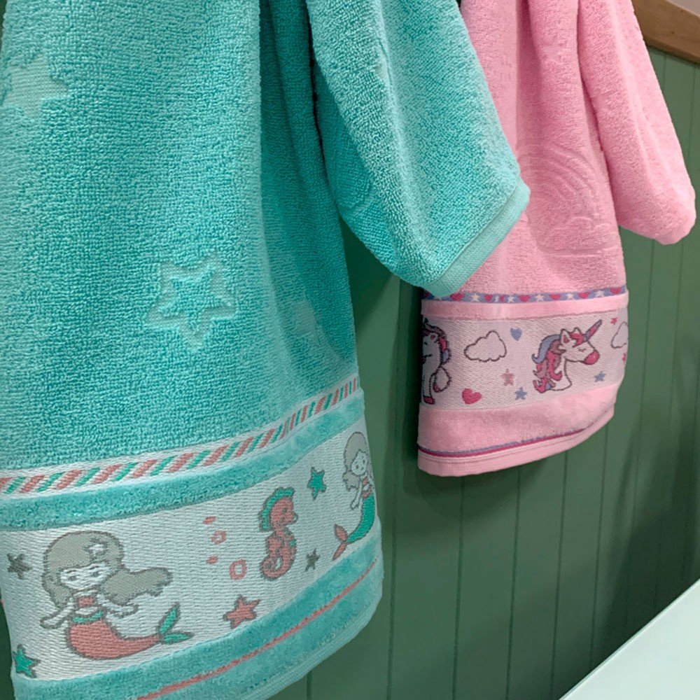 toalha soft kids rosa verde